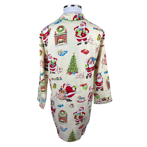 Nick & Nora Christmas Santa Themed Flannel Cotton Nightgown Holiday PJ's XXL - Picture 10 of 14